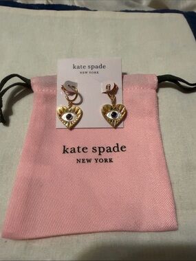 kate spade Gold Heart Eye Drop Earrings